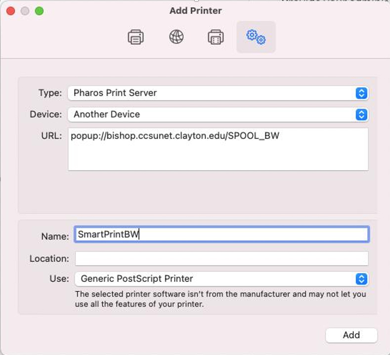 Add Printer Mac