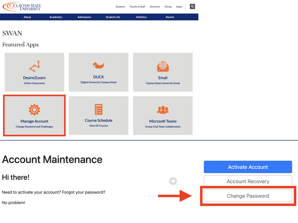 Manage Account/Change Password