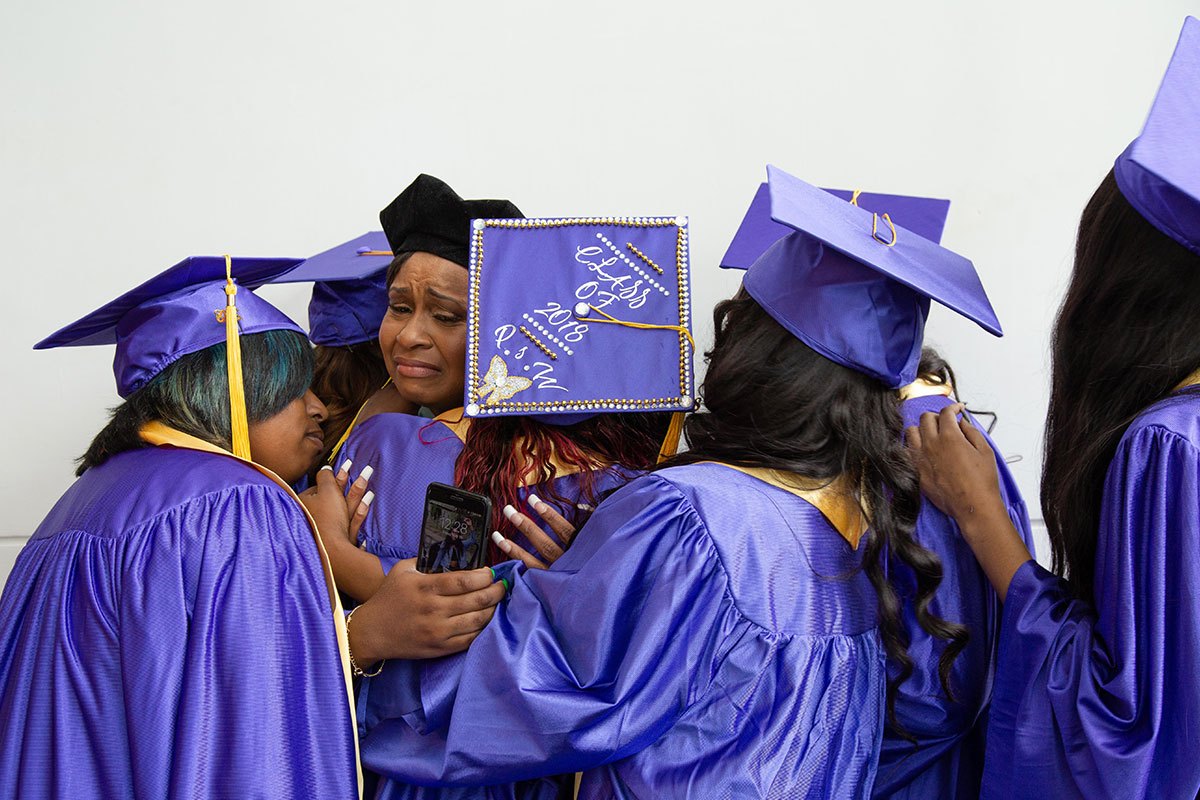 Woodley with graduates