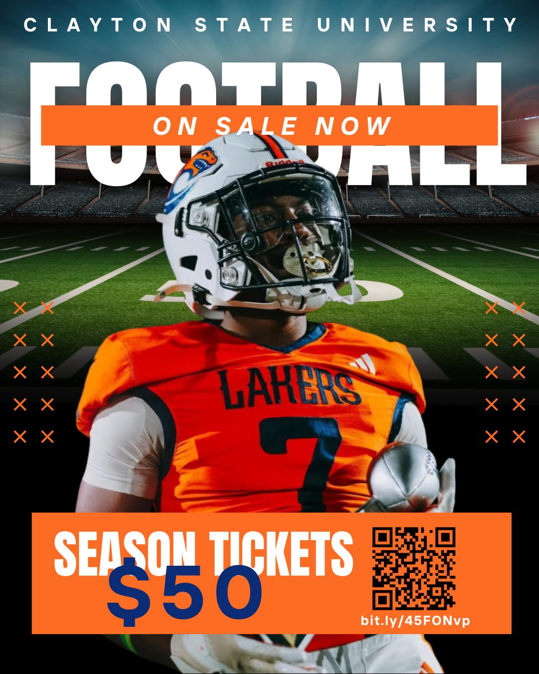 Flyer for Clayton State Club Football Home Season Tickets; information below