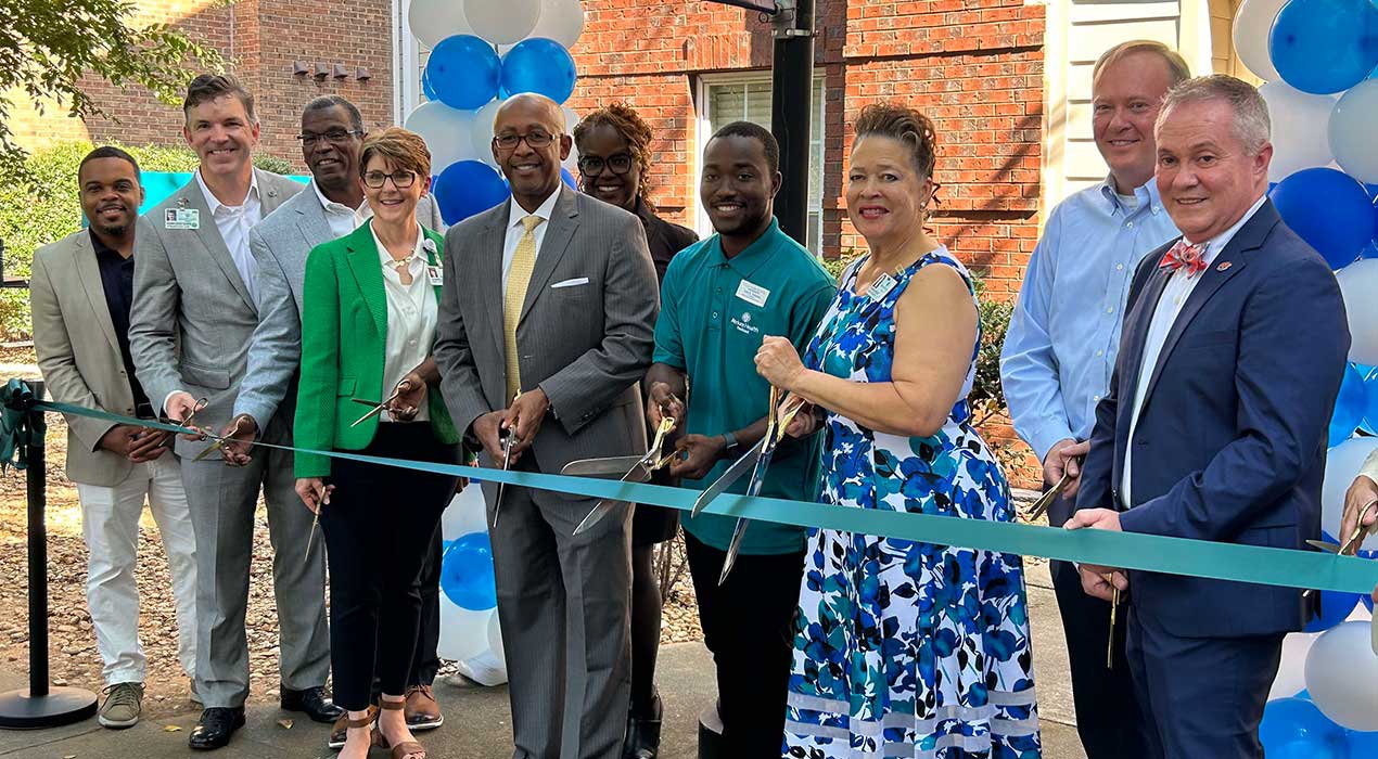 Clayton State and Atrium Health Navicent leadership at the Health & Wellness Center ribbon-cutting ceremony