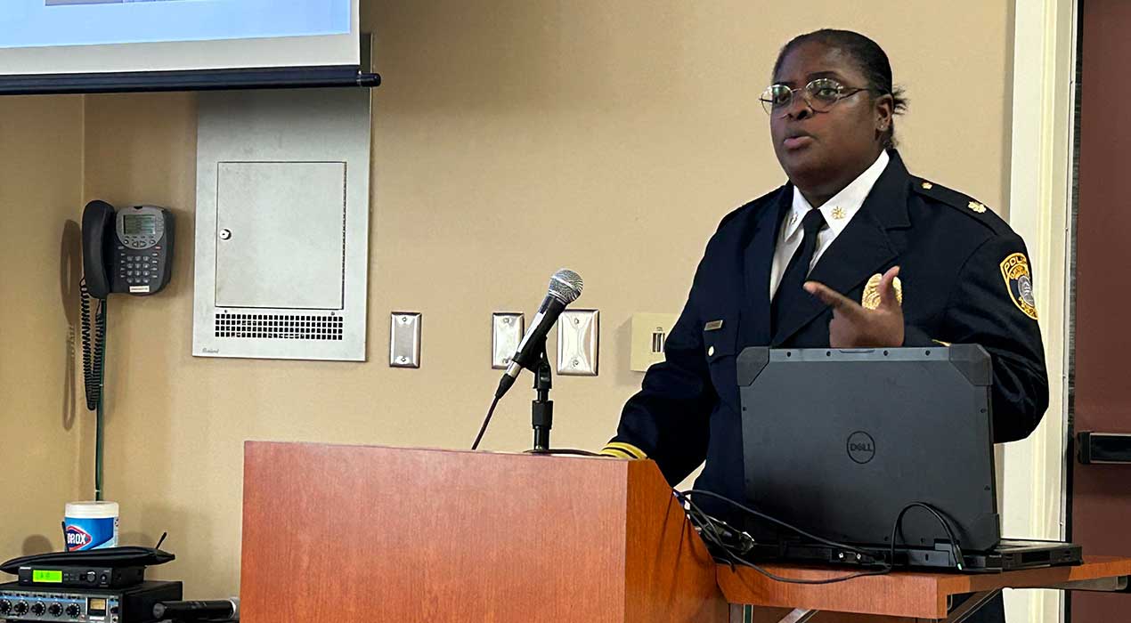 Deputy Chief Tamika Chase addresses the crowd at the first-ever Women in Law Enforcement Diversity Symposium