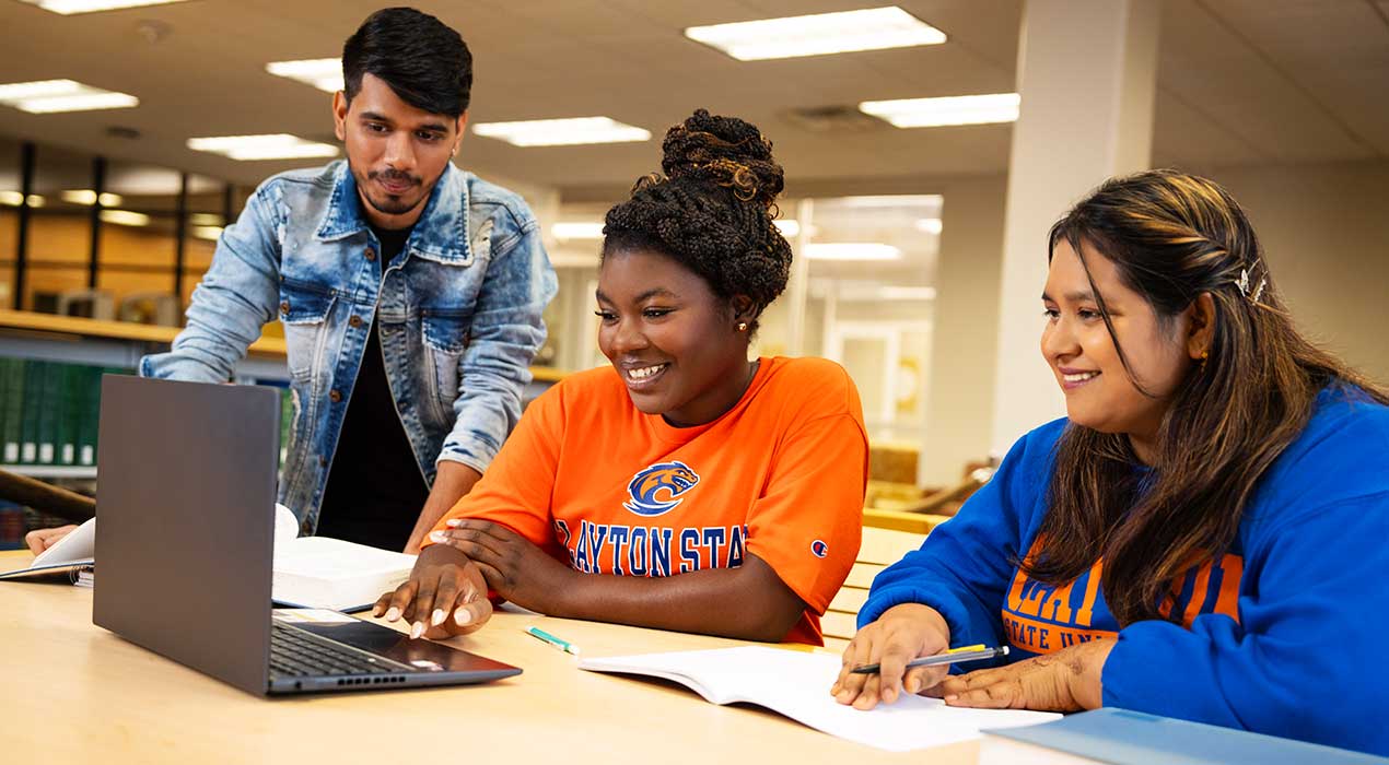 Clayton State students in the university's library