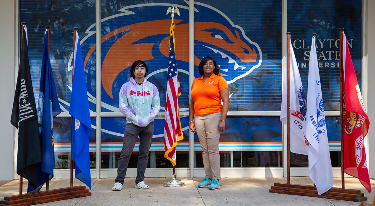 Army Veteran Janei Smiley and Air Force Veteran Aaron Phachomphon are just two of the many faces you'll find in CSU's student veterans center